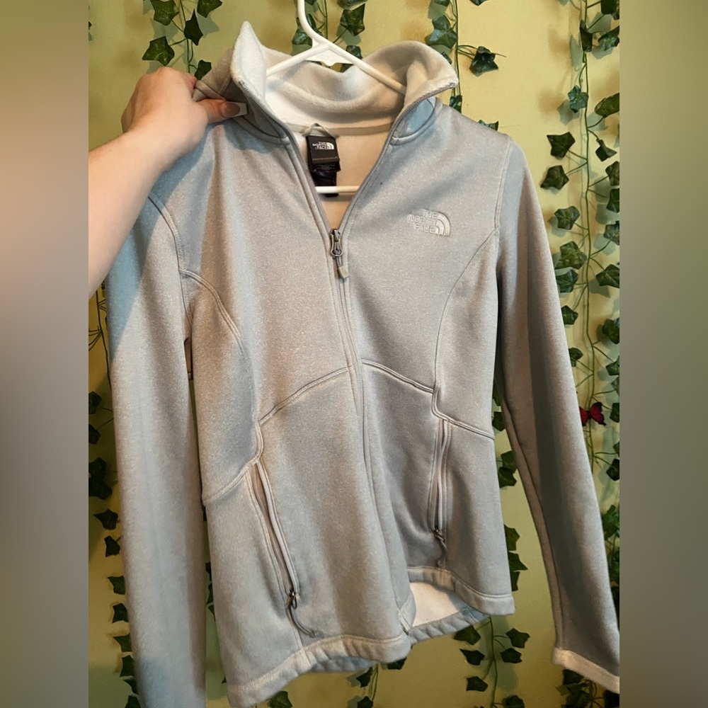 Size Small Grey Fleece Zip Up North Face Jacket